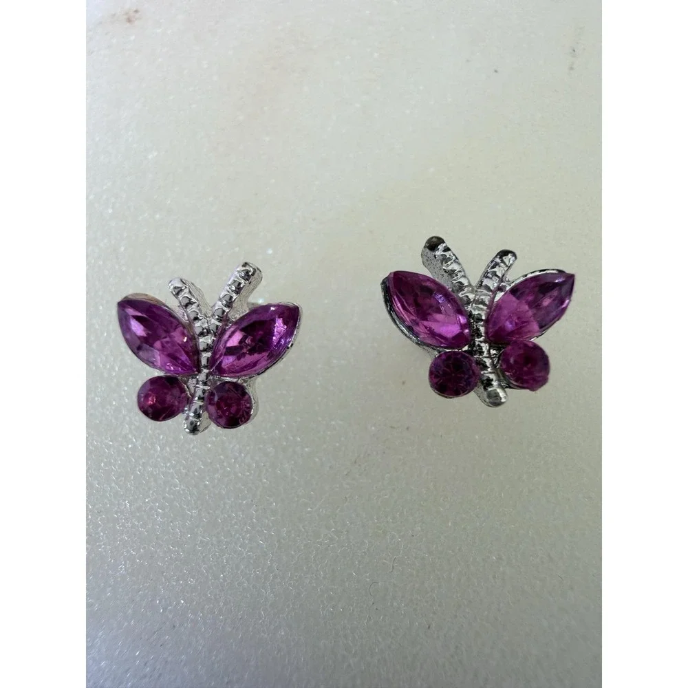 Butterfly Turtle Heart Stud Earrings Set Kids Multicolor Pink Red Purple Cute